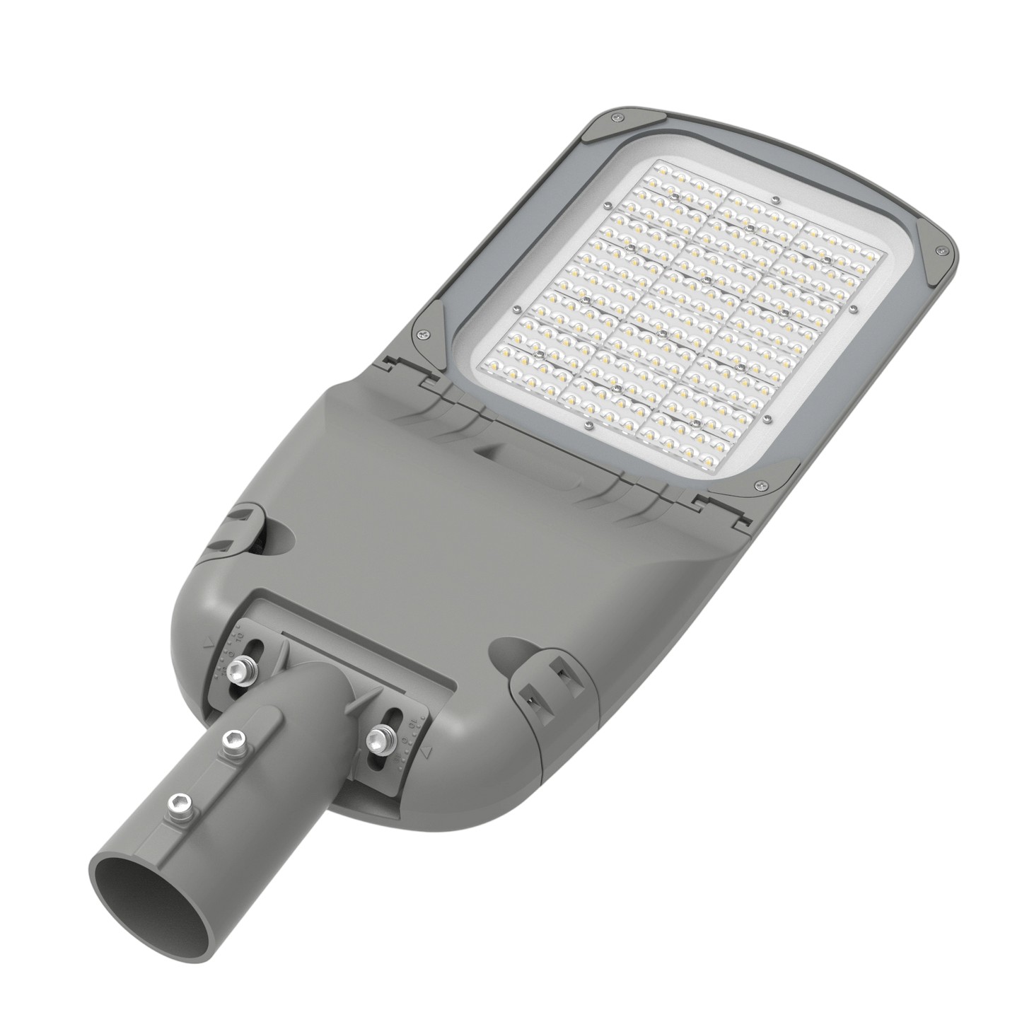 Gray street light fixture with LENs and brackets