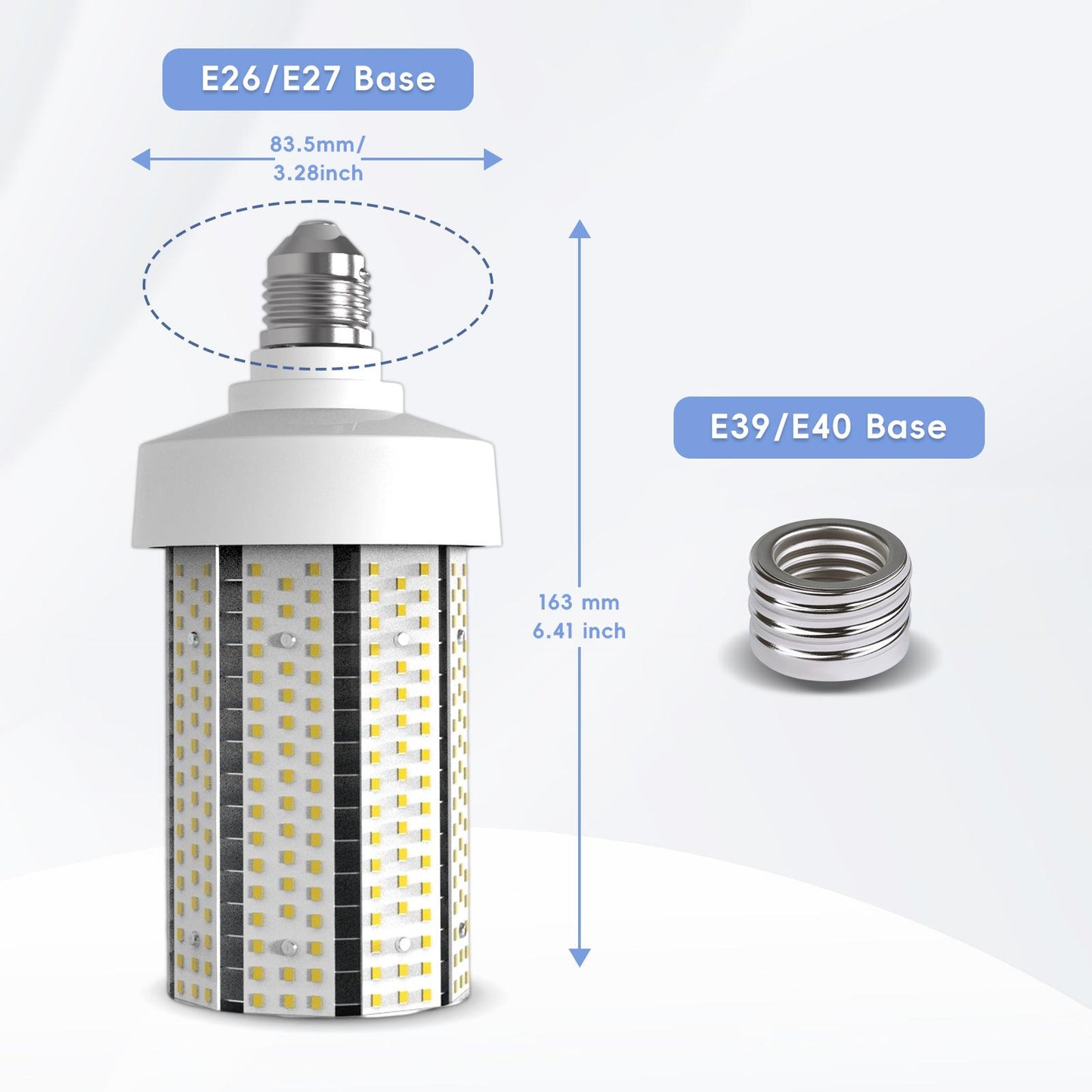 Europe and North America markets popular LED corn bulb with E26/E27 and E39/E40 base 