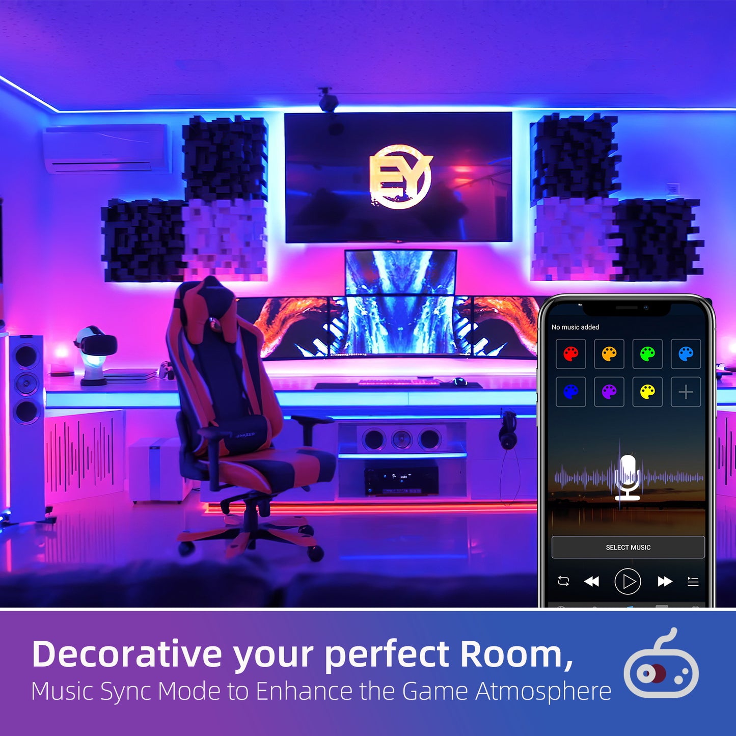 Easeking RGB LED Strip Lights Waterproof Bluetooth APP Control For Home Decor
