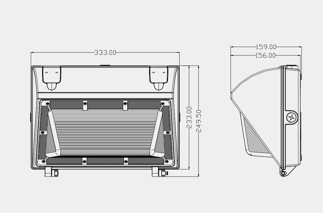 LED Wall Pack Light B series dimensions