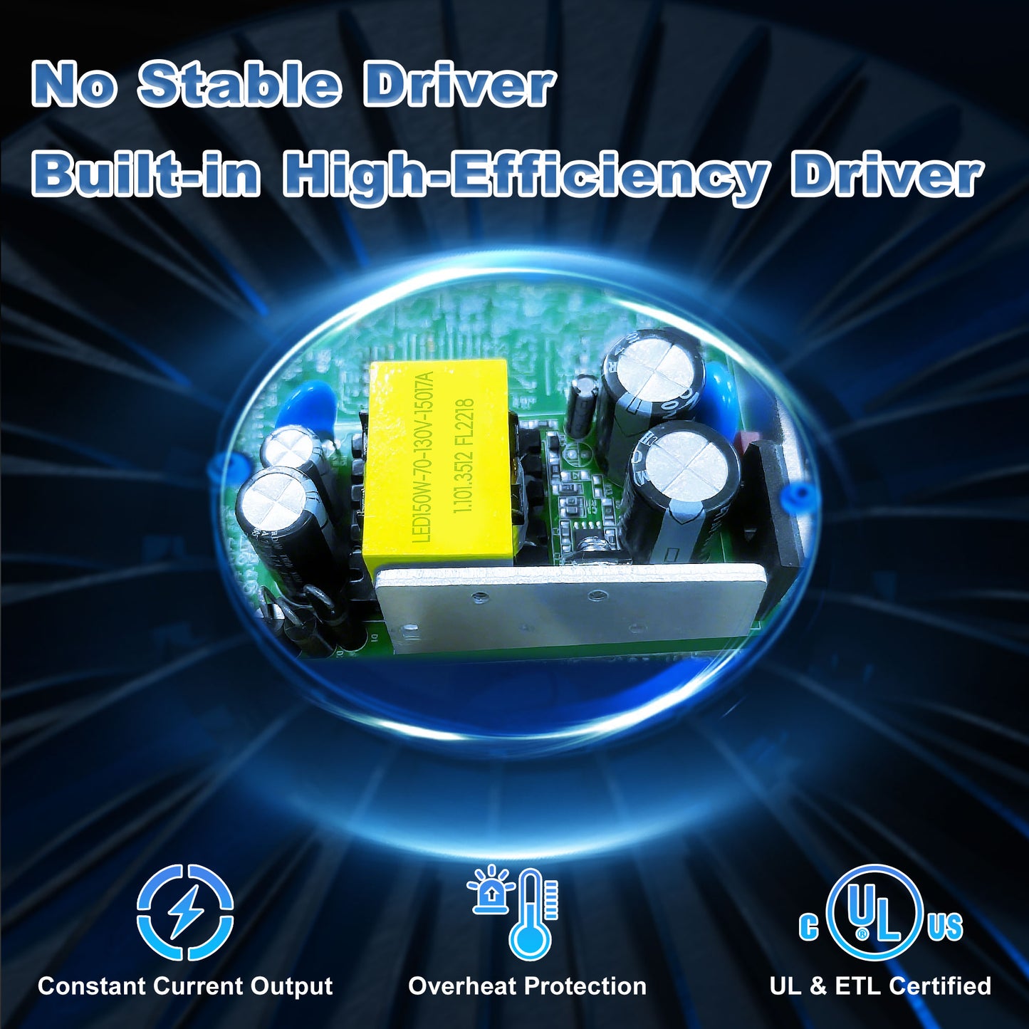 100W 150W 200W UFO Low Bay Light with built-in high efficiency driver