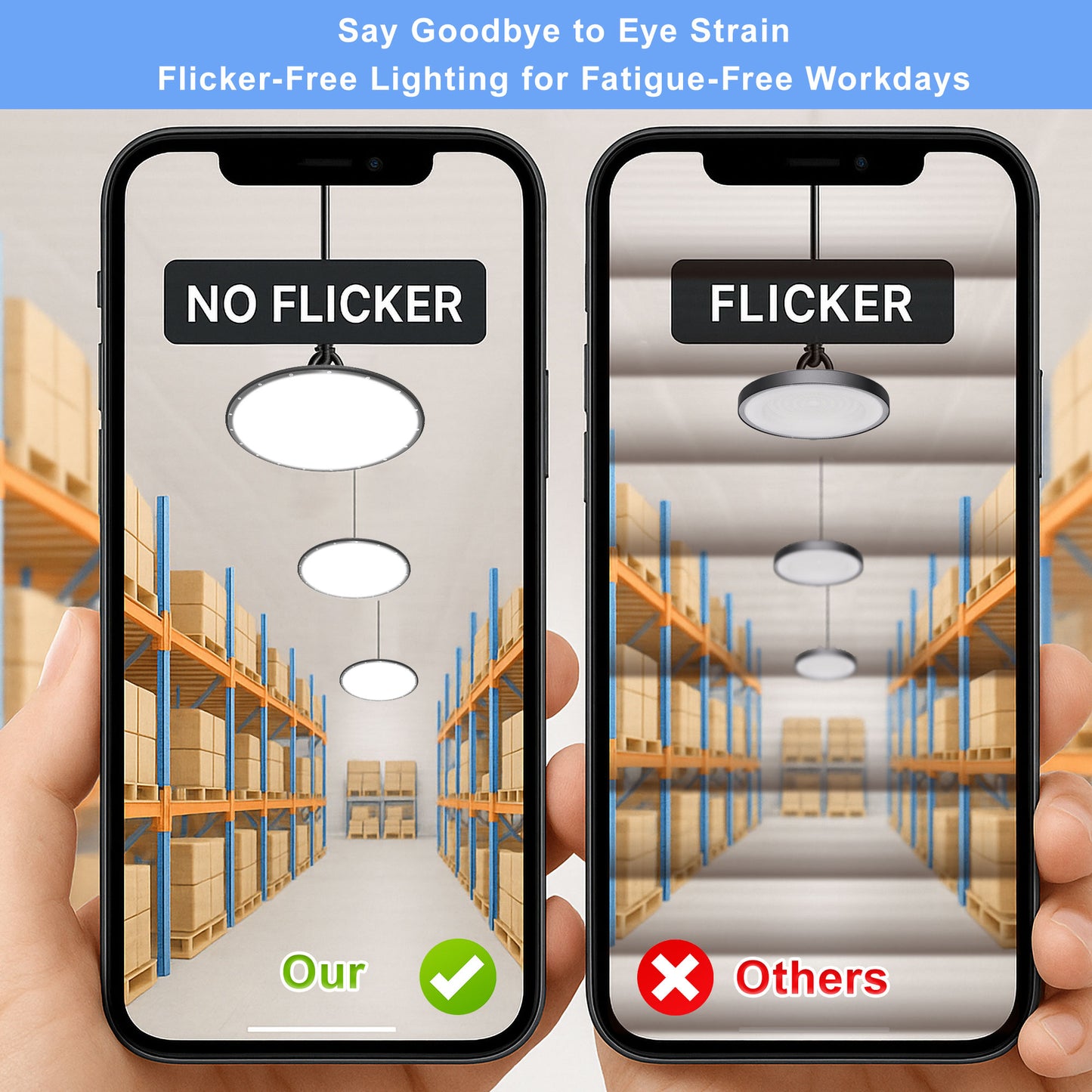 Flicker-free lighting with Easeking no-flicker UFO LED low bay lights slim style 