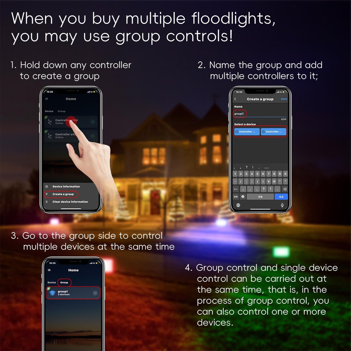 Easeking APP Control Ultra Slim RGBW LED Flood Light Series A
