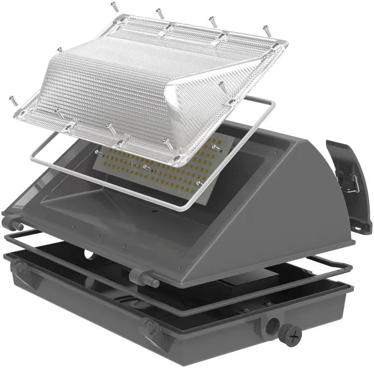 B series LED Wall Pack Light Structure with large housing and driver box